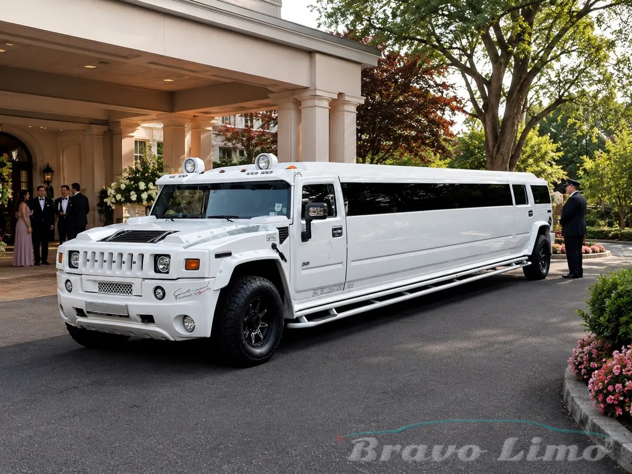 White Hummer H2 Stretch Limousine for limo rental White Hummer H2 Stretch Limousine for limo rental